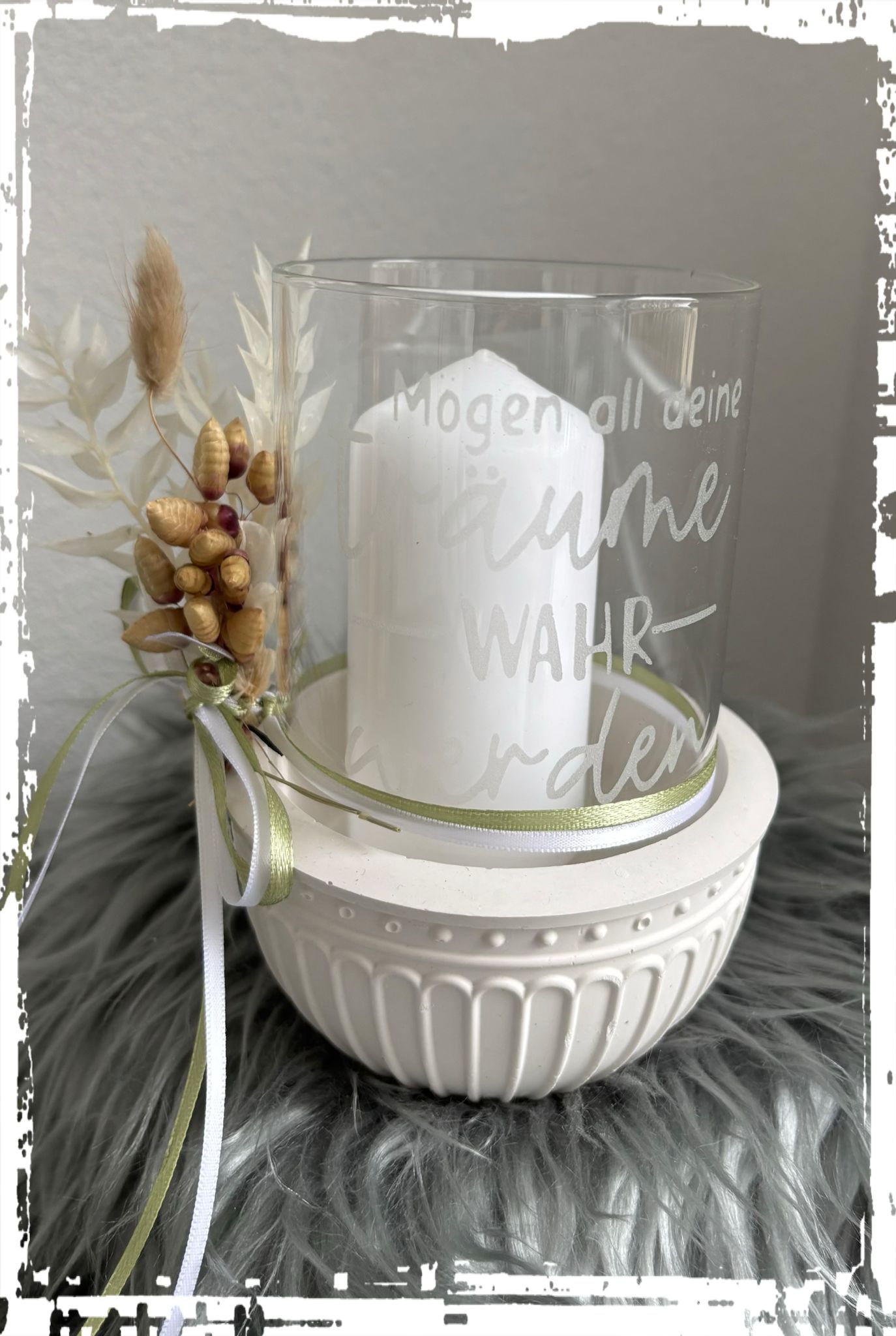 Windlicht mit Spruch