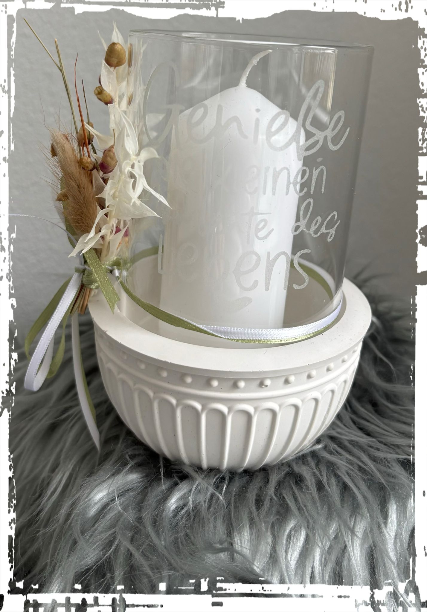 Windlicht mit Spruch