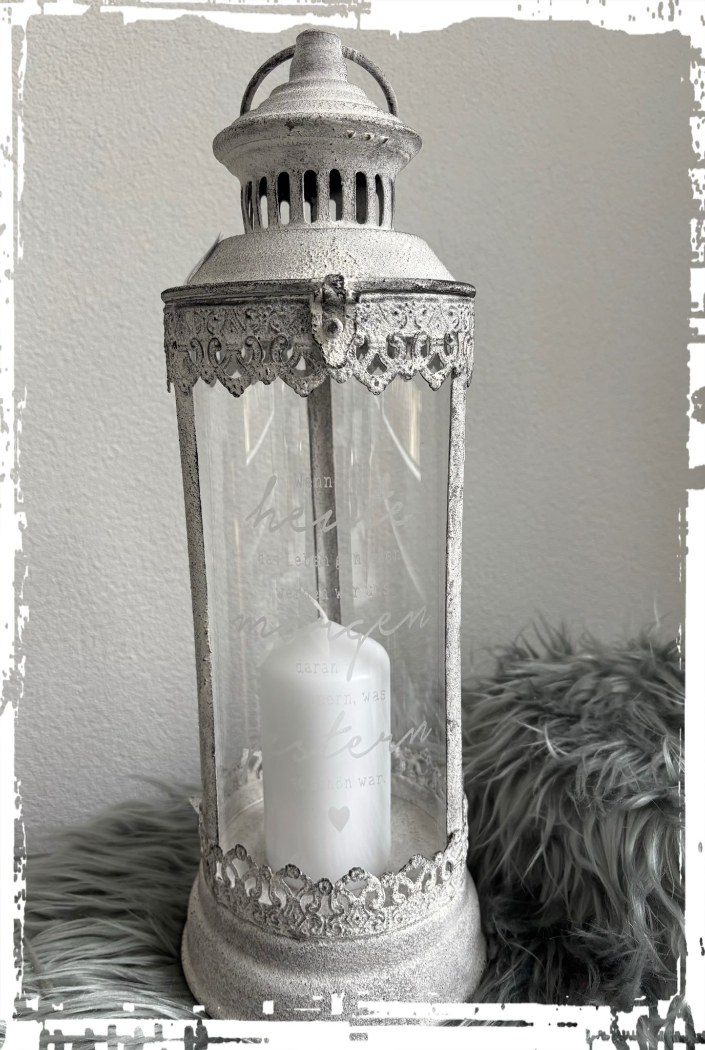 Laterne mit Spruch