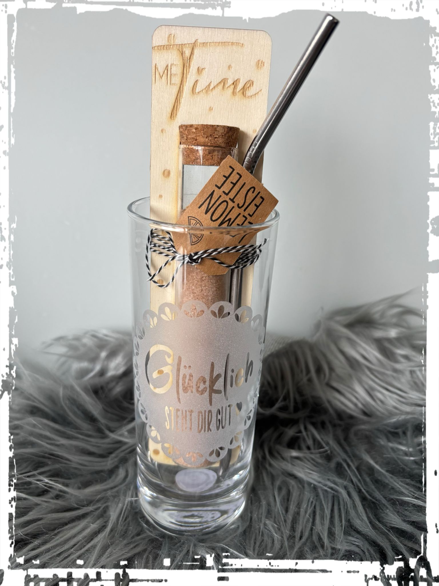 Trinkglas mit Spruch